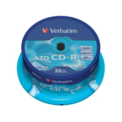 Afbeelding van Verbatim AZO CD R 52X 700MB Crystal 25 Pack, 43352 (25 stuks)