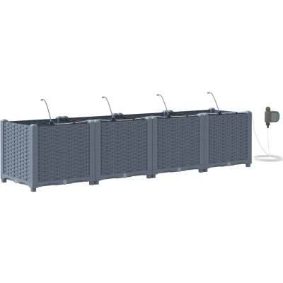 Afbeelding van vidaXL Tuinplanter Lichtgrijs Kunststof 160 x 40 37.5 cm Plantkist