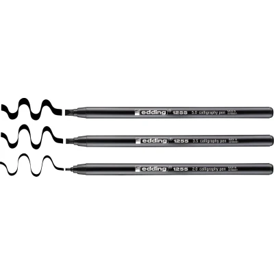 Afbeelding van edding 1255 ass. kalligrafie pen zwart 3ST 2/3,,5/5 mm / 4 3 001