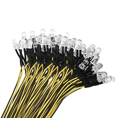 Afbeelding van YIXISI 50 Stuks Voorbedrade LED, 5mm Diode Lamp, 12V Voorbedraad Licht, Geel