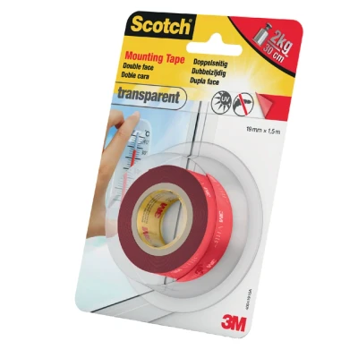 Afbeelding van Dubbelzijdig plakband Scotch Transparant 19mmX1.5m