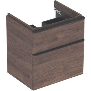 Afbeelding van Geberit Smyle Square wastafelonderbouwkast met 2 laden, noten hickory