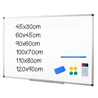 Afbeelding van XIWODE Magnetisch droog wisbord, wandmontage whiteboard, 120 x 90cm, lichtgewicht wit bord, wisbord zilver aluminium omlijst met gelakte stalen oppervlak