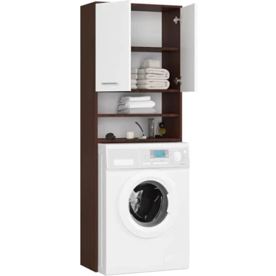 Afbeelding van BDW Wasmachinekast, 180 x 64 30 cm, hoge badkamerkast, badkamermeubel, badkamerrek, wasmachine, Venga/wit