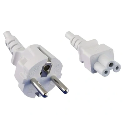 Afbeelding van Apparaatsnoer met rechte C5 plug en stekker 3x 0,75mm / wit 1,8 meter