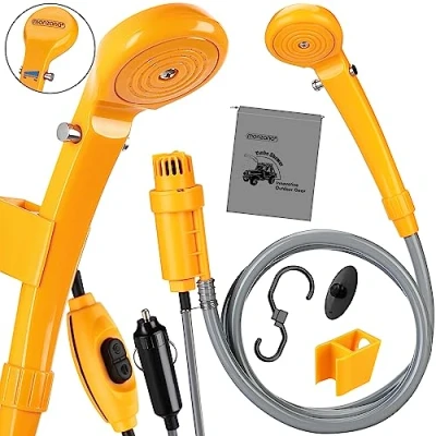 Afbeelding van Campingdouche met dompelpomp, tuindouche, buitendouche, inclusief zuignap en houder
