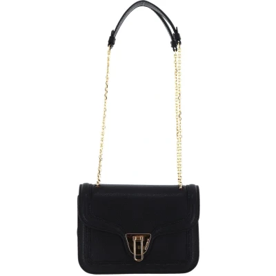 Afbeelding van COCCINELLE Leren Schoudertas Avondtas Marvin Twist Textured Handbag Noir Zwart