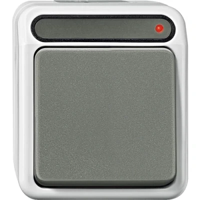 Afbeelding van Merten 4074990 AquaStar Compleet Knop spatwaterdicht Lichtgrijs 1 stuks