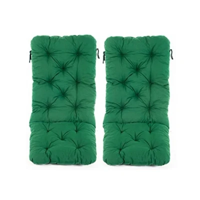Afbeelding van Ambientehome 120 x 50 8 cm HANKO MAXI tuinstoel katoen gewatteerd hoog rugkussen groen (2 delig)