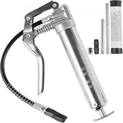 Afbeelding van VEVOR vetspuit, 3500 PSI, capaciteit 4 OZ / 120 CC, professioneel handpistool, met 11,65&quot; flexibele slang, 2 zwarte platte koppelingen, 1 versterkt mondstuk en stijve metalen buizen
