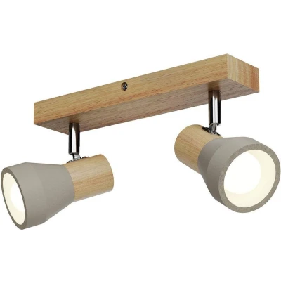 Afbeelding van Lindby buitenspot 2lichts Beton, hout, metaal H: 12.3 cm E14 betongrijs, licht satijnnikkel