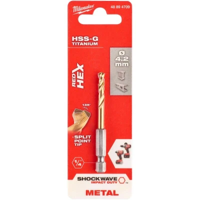 Afbeelding van Milwaukee Metaalboor Hss g Tin Red Hex Shockwave 4.2 Mm
