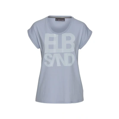 Afbeelding van Elbsand Tshirt print, Dames, Maat: Small, Blau meliert