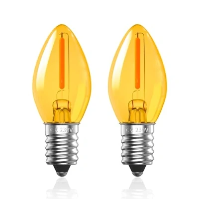 Afbeelding van Luxvista 0,5W E14 LED Vintage Gloeilamp Warm Wit,C7 Zout Lamp Bulb Kaars Kleine Edison Schroef SES Low Watt Gloeilamp,2000K Oranje Amber Glas Dim Nachtlamp,Equivalent 5W, Niet Dimbaar,2 Pack