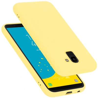 Afbeelding van Cadorabo Hoesje geschikt voor Samsung Galaxy J6 2018 Case in LIQUID GEEL Beschermhoes TPU silicone Cover