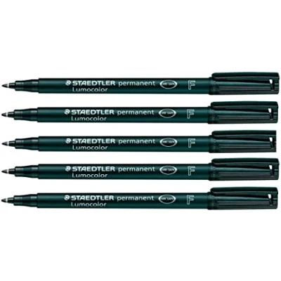 Afbeelding van STAEDTLER Lumocolor Fijne Permanente Marker Pennen Waterdichte Smudge Resistant Quick Dry CD DVD OHP Zwart Pack van 5