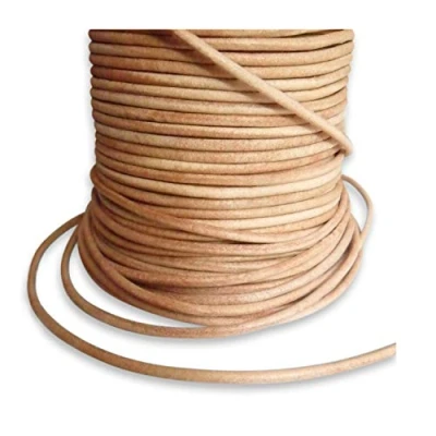 Afbeelding van Auroris 100 m rol lederen band, rond diameter 3 mm, natuur