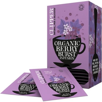 Afbeelding van Clipper Tea Infusion thee berry burst infusion, 2 gram per zakje, 6 dozen x25 zakjes in envelop