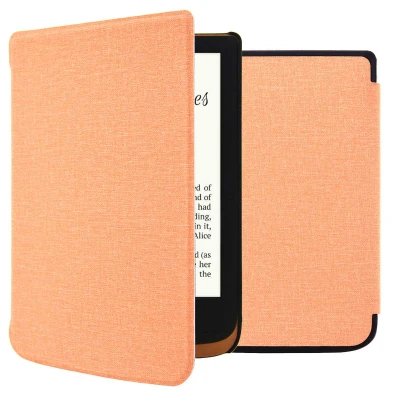 Afbeelding van Vivlio Lux 5 Hoes: iMoshion Canvas Sleepcover Bookcase zonder stand Peach Kunstleder E Reader Hoezen