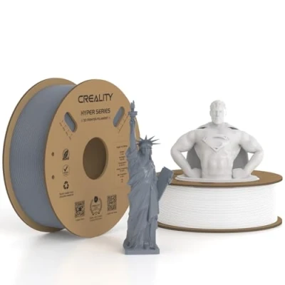Afbeelding van Creality Official Hyper PLA Filament 2KG 1.75 mm, 3D Printer voor Hoge Snelheid Printen 30 600 mm/s, Maatnauwkeurigheid +/ 0.03mm, 1 KG (2.2 lbs)/Spoel (Wit &amp; Grijs)2 pack