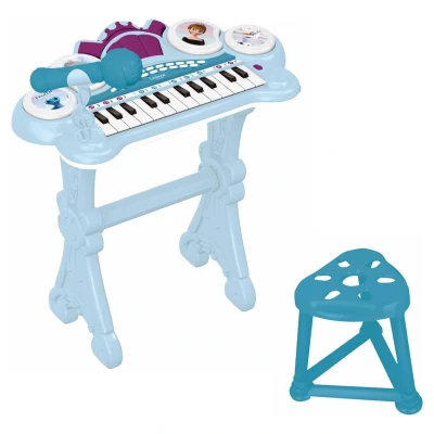 Afbeelding van Lexibook, Frozen, Elektronisch toetsenbord met zitje, microfoon, MP3 speler, geluidseffecten, demo tunes, Blauw/paars, K707FZ