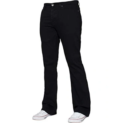 Afbeelding van Enzo Heren bootcut wijde pijpen jeans stretch bel uitlopende denim broek alle taille maten, Zwart, 32W / 34L