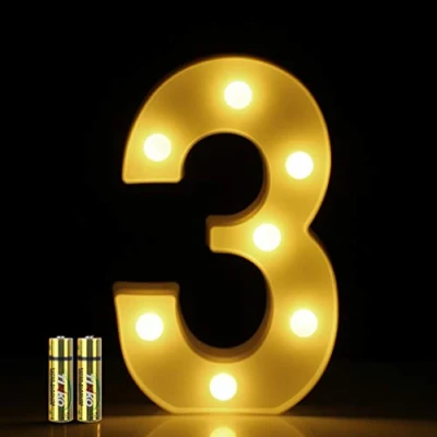 Afbeelding van Honphier® Led cijferverlichting, 3D, alfabetlamp, letterlamp, letter, verlichte letters, nachtverlichting, decoratie voor verjaardagsfeestje, 3