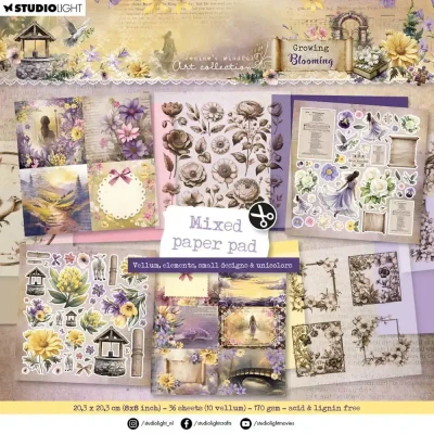 Afbeelding van Mixed Paper Pad Vellum, unicolor &amp; elements Growing Blooming nr.322