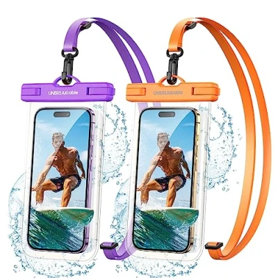 Afbeelding van UNBREAKcable waterdichte onderwaterhoes, 2 stuks, 7,0 inch, IPX8, telefoonhoes voor zwemmen, baden iPhone 14, 13, 12, 11 Pro Max Mini, XS X, XR, SE, 8, 7, 6, Samsung &amp; meer, stuks