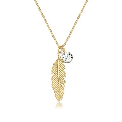 Afbeelding van Elli Halsketting dames veer hanger boho met Kristal in 925 Sterling zilver, 45 EU,