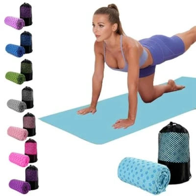 Afbeelding van Oaygat Yogamat Handdoek Zweetabsorberende antislip Yoga Deken met Grip Stippen Sneldrogende Mat Doek Hot Ademend Mesh Draagtas Microfiber Machine