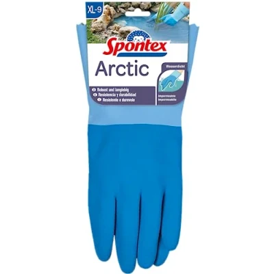 Afbeelding van Spontex Arctic Werkhandschoenen, voor grof werk bij vocht en kou, waterdicht duurzaam, van natuurlijk latex, maat XL, 1 paar, blauw