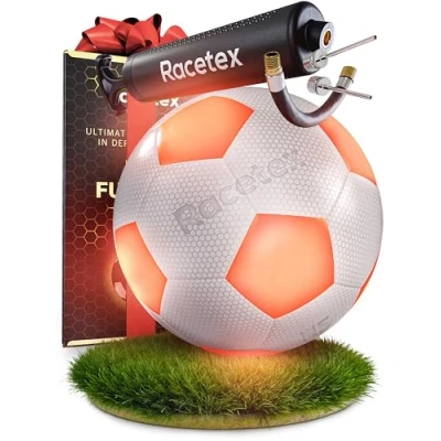 Afbeelding van Racetex lichtgevende voetbal, waterdichte led voetbal met uitgebreide accessoires, oplichtend ingebouwde leds, de voor ultiem speelplezier