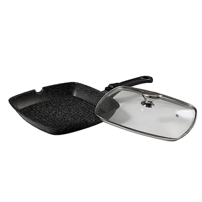 Afbeelding van Pradel Excellence 52383M grillpan van imitatiesteen met glazen deksel, 28 x cm