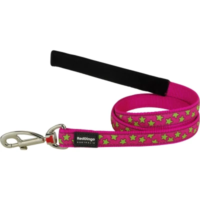 Afbeelding van Hondenriem Red Dingo STYLE STARS LIME ON HOT PINK 2 x 120 cm
