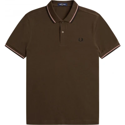 Afbeelding van Fred Perry Twin Tipped Shirt Bruin Poloshirt