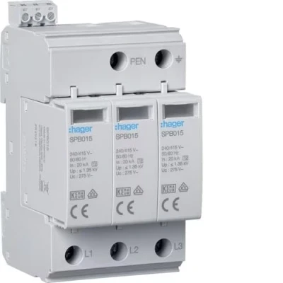 Afbeelding van Hager overspanningsbeveiliging t2 3p 40 ka tnc met indicator sign contact spb315