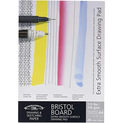 Afbeelding van Winsor &amp; Newton 6661543 extra glad tekenblok, 20 vellen schetsblok, bovengelijmd, 250 g/m², DIN A3