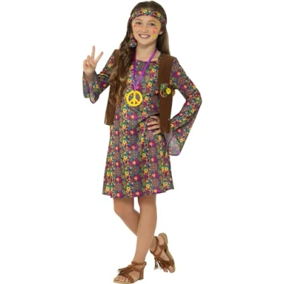 Afbeelding van SMIFFY&#039;S Flower Power hippie outfit voor meisjes 128/140 (7 9 jaar)