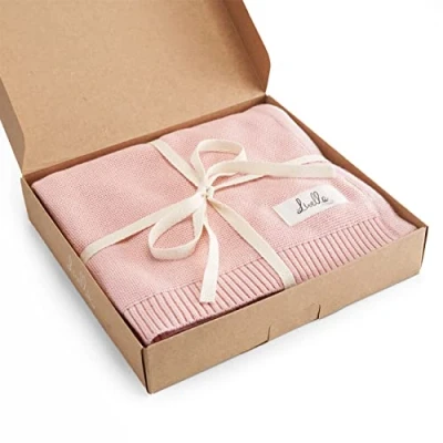 Afbeelding van Livella Babydeken van 100% biologisch katoen, premium gebreide deken, fluweel, zacht en ademend, ideaal voor de zachte babyhuid, Oeko Tex Standard 100 GOTS gecertificeerd (roze)
