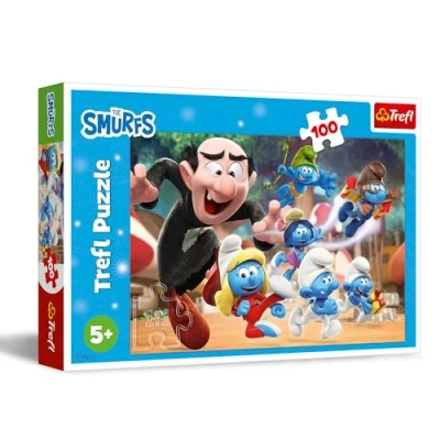 Afbeelding van Trefl Smurfen, de lessen van Grote Smurf puzzel 100 stukken Kleurrijke met helden uit cartoon, Creatieve ontspanning, voor kinderen vanaf 5 jaar