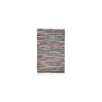 Afbeelding van andiamo Boho tapijt, Multi van 100% katoen, handgeweven lappentapijt met franjes, kleurrijk 50 cm x 80