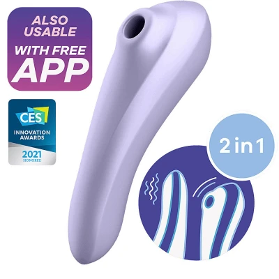 Afbeelding van Satisfyer Dual Pleasure Luchtdrukvibrator Mauve Vibrerend Ei