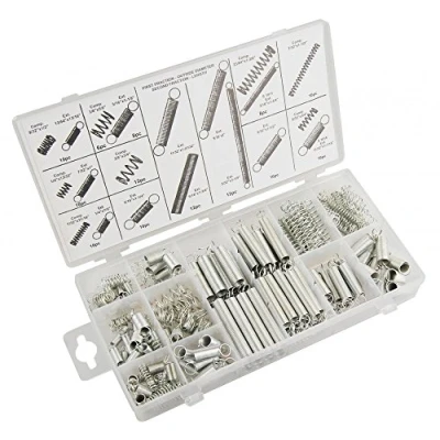 Afbeelding van Veren assortiment, 200 stuks in set, trekveren en drukveren van verenstaal
