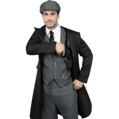 Afbeelding van FUNIDELIA Tommy Shelby met wapen Peaky Blinders kostuum voor mannen Maat: XL