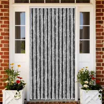 Afbeelding van Vliegengordijn 100x220 cm chenille grijs en zwart