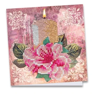 Afbeelding van Ideen mit Herz, Diamond Painting wenskaart, strass editie, 16 x cm, 370 g/m², inclusief steentjes, envelop &amp; gereedschap (kaars)