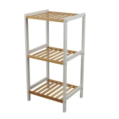Afbeelding van Urban Living Douche/badkamer opberg rekje bamboe 3 lagen 35 x 30 70 cm