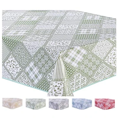 Afbeelding van Home Direct Tafelkleed van pvc, rechthoekig, 140 x 240 cm, saliegroen