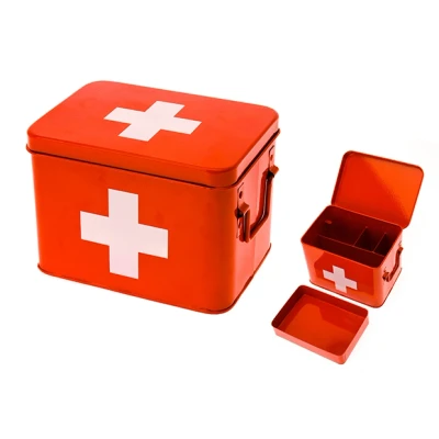 Afbeelding van Pt Verbandtrommel Medicine Box Cross Medium Rood 21,5x15,5x16cm